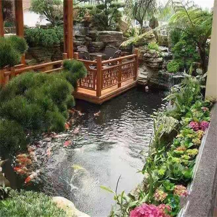 田家庵别墅庭院景观设计鱼池